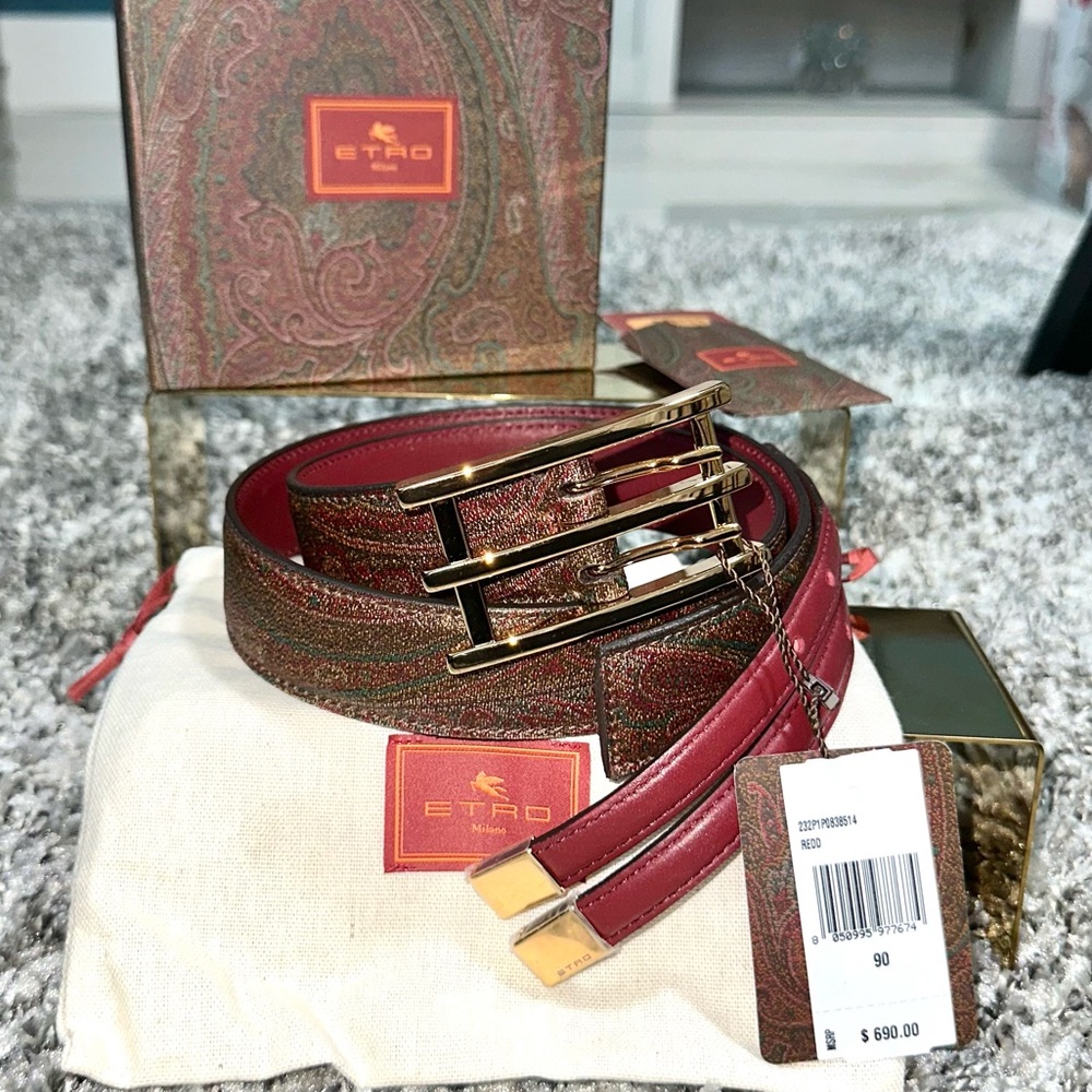 NWT ETRO Mixed-Media Belt With Golden Hardware - Size: 90cm/36in (L) (8/10)
